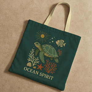 Ocean <b>Spirit</b> Eco-Friendly Beach Tote Bags Medium Size Long Rope Handle Canvas Tyvek Paper Screen Printing Washable Recyclable - Product Image 3