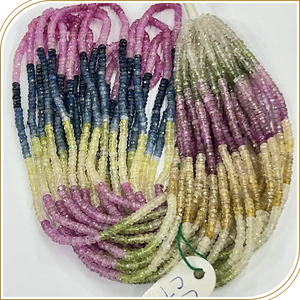 ลูกปัดแซฟไฟร์ธรรมชาติทรงรอนเดลเหลี่ยมเพชรพลอย ขนาด 3 มม. ความยาว 14 นิ้ว สำหรับทำเครื่องประดับ - Product Image 4