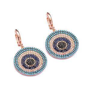 Boucles d'oreilles rondes de style œil turc, fabrication artisanale turque, vente en gros, boucles d'oreilles en argent sterling 925 - Product Image 1