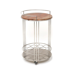 Chariot de service Bar chariot pour restaurant hôtel fête de mariage luxe métal argenté et bois thé vin nourriture restauration boissons - Product Image 1