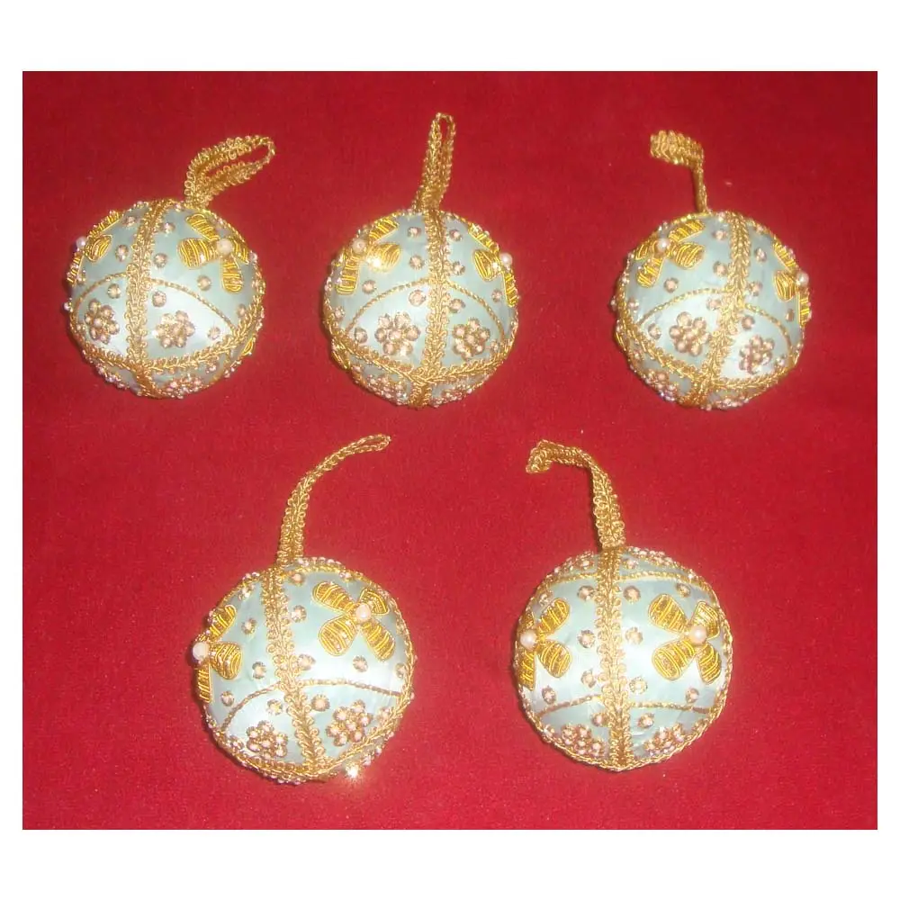 Il Design a forma di palla più popolare indiano Golden Zari ricamo e lavori di perline personalizza gli ornamenti appesi per il prodotto decorativo