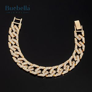 18K <b>Gold</b> Plated 14mm Iced Cuban Link <b>Bracelet</b> Hip Hop Style Moissanite <b>Bracelet</b> for Women and <b>Men</b> - Product Image 3