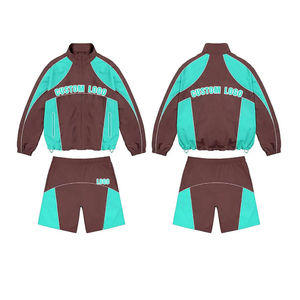 Conjuntos de pantalones cortos de dos piezas de peso pesado, conjunto corto con capucha cortavientos para hombres, parches personalizados con bolsillos transpirables - Product Image 5