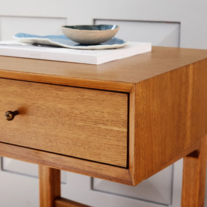 Table de chevet Gajon en teck massif de haute qualité, couleur marron, pour chambre à coucher. - Product Image 3