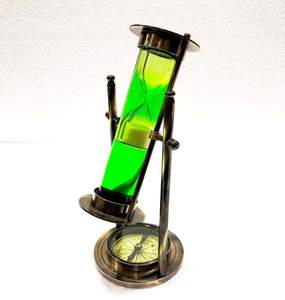 Minuteur de sable nautique antique vert liquide Base maritime boussole pièce maîtresse minuterie décor maison et bureau article cadeau (vert) par Calvine - Product Image 3