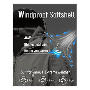 Chaqueta Softshell recubierta para hombre, cuello levantado, ajuste cómodo, última llegada para uso en exteriores de invierno, OEM, venta al por mayor, personalizada - Product Image 5