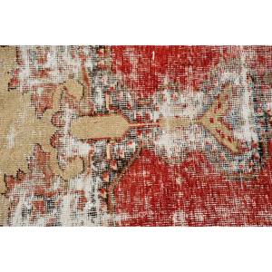 Elégant tapis vintage en laine turque, rouge, beige, motif patchwork, support en Latex, pièce de déclaration parfaite pour la décoration intérieure - Product Image 5