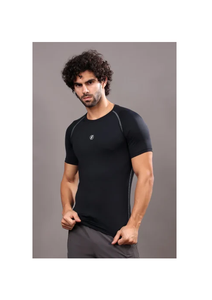 Camiseta Deportiva Ajustada para Hombre con Mangas Medias Elásticas y Cuello Redondo, Antiarrugas y Transpirable, Nailon de Alta Calidad - Product Image 2