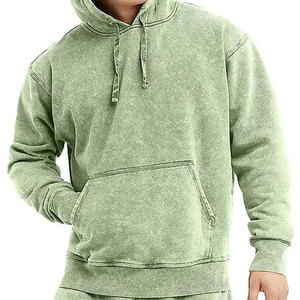 Ensembles de haute qualité fabriqués avec des shorts unisexes de conception personnalisée et des sweats à capuche pour hommes lavés à l'acide avec logo 100% coton épais sweat à capuche uni pour hommes - Product Image 2