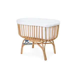 Hot Items Rattan Doll Bassinet Natural Rattan Crib Bassinet, Cradle for Saving Baby, Rattan Dolls Furniture Wholesale