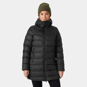 Parka en duvet bouffante active noire OEM de qualité supérieure avec capuche réglable et veste en duvet matelassée pour femmes - Product Image 1