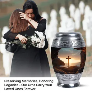 Urna Funeraria Decorativa con Diseño de Atardecer en el Océano de Cristo - Product Image 3