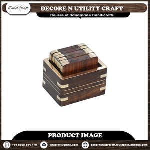 Handcrafted <b>Square</b> Novelty Design Antique Sheesham Wood Eco-Friendly Coaster Set for Home Decor <b>Kitchen</b> <b>Table</b> Mats & Pads - Product Image 6