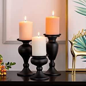 Vente en gros ensemble de 3 bougeoirs en bois faits à la main couleur noire manguier bas quantité minimale de commande fabricant personnalisé vente directe d'usine - Product Image 5