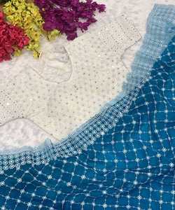 Saree à prix de gros pour les achats en gros ressemble à une star de Bollywood dans nos vêtements décontractés saris avec détails à volants - Product Image 6