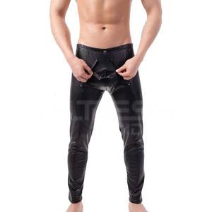 2025 dernière conception pantalon en cuir pour hommes décontracté léger rayé droit incurvé de haute qualité à bas prix - Product Image 3