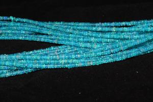 Pierre précieuse d'opale éthiopienne bleue Paraiba de qualité AAA, 3-5 mm, 16 pouces, perles rondes lisses, perles en vrac, magasin de pierres précieuses indien - Product Image 3