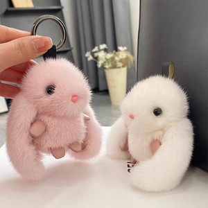 Soft Cute Rabbit Mink Fur Pompon Custom <strong>Bunny</strong> Winter Stitch <strong>Plush</strong> <strong>Bag</strong> Pendant for Couples Soft Car Keychain <strong>Plush</strong> Toys - Product Image 6