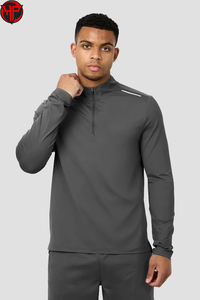 Quarter Zipper Quick Dry Custom Sports Full Sleeve Shirt Men Fit Gym <b>Shorts</b> Running Top Men Workout Set - Product Image 2