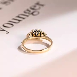 Gold Three Lab Diamond Engagement <b>Ring</b> 2.50CTW VVS1 Cushion Cut Lab Grown Diamond Anniversary Gift Wedding Fine Jewelry Her - Product Image 4