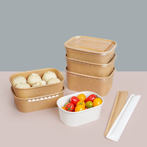 Boîte à salade en papier kraft jetable de 360ml 450ml à emporter de taille mini rectangle bol de récipient alimentaire pour plat d'accompagnement fruit cornichon collation - Product Image 5