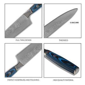 Vente en gros personnalisé de qualité supérieure OEM ODM service lame tranchante fixe Premium couteau en acier Damas couteau de cuisine fait à la main pour les chefs - Product Image 5