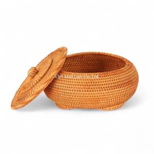 กล่องเก็บของหวายทำมือ ด้วยพื้นผิวธรรมชาติ สำหรับการจัดระเบียบบ้านในชีวิตประจำวัน - Product Image 2