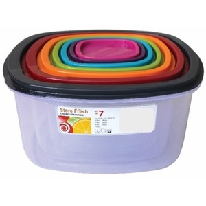 Juego de 7 Recipientes de Plástico con Tapas para Refrigerador, para Almacenar Alimentos - Product Image 1