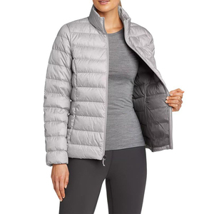 Veste rembourrée de couleur unie pour femmes manteau d'hiver matelassé à col montant pour un style chaud, respirant et élégant en hiver - Product Image 3