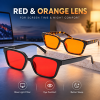 Lunettes de sommeil anti-lumière bleue à verres rouges, pour la nuit, verres PC, forme carrée, emballage personnalisé, marque privée, OEM