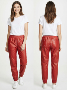 Pantalones de Piel de Alta Calidad Pro Felt para Hombre y Mujer, de Piel de Cordero, Pierna Ajustada, Cintura Elástica de Altura Media, Puños en los Tobillos, Estilo Vintage - Product Image 4