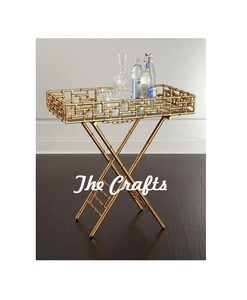 Bandeja para servir comida de hierro y vidrio de diseño único con soporte Bandeja para servir té y café en restaurante de forma ovalada de calidad superior - Product Image 2