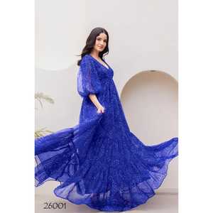 Vestido Tradicional de Fiesta de una Sola Pieza, Estilo Malai Crepé, con Interior Completamente Acolchado, Estampado Digital en Georgette Pesada - Product Image 1