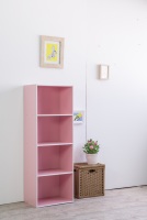 Estantería/Estante de Almacenamiento Rosa de 4 Niveles, Ecológica, de Tablero de Partículas/MDF, Laminada con Papel (o PVC), No Plegable, para Sala de Estar, Elegante