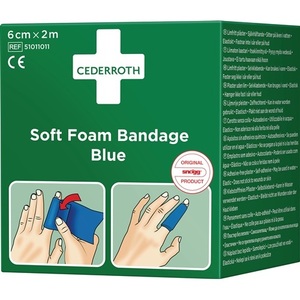 CEDERROTH Self-Adhesive Elastic <b>Blue</b> Foam Bandage 6 cm X 2 m Soft and Comfortable <b>Roll</b> - Product Image 1