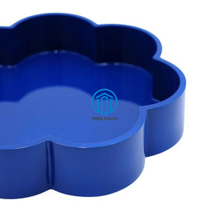 Vente en gros en usine de plateau rond en bois laqué meilleure vente de plateaux de service rectangulaires de couleur métallique or fabriqués à la main au Vietnam - Product Image 2