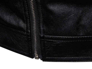 Veste d'hiver en cuir ciré pour homme, coupe-vent et légère, col montant, vêtement décontracté avec veste en toile pour homme - Product Image 4