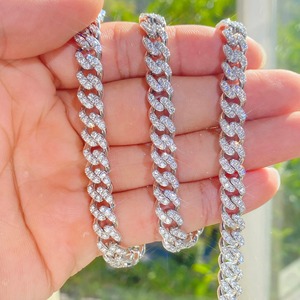 Cadena Cubana de Alta Gama de 8mm, Oro Blanco Real de 10K con Diamantes de Laboratorio HPHT, Cadena de Eslabones Cubanos con Diamantes Cultivados en Laboratorio, Joyería Fina, Collares - Product Image 1