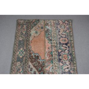 Alfombra de 2.1x6.9 pies, Alfombra Turca Vintage, Alfombra Azul con Diseño de Patchwork - Product Image 5