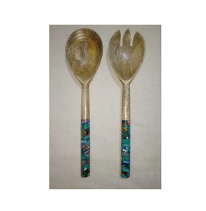 ช้อนไม้พิมพ์ลายเซิร์ฟเวอร์สลัดงานปาร์ตี้ใช้ทำมือสินค้าคุณภาพสูงช้อนไม้ - Product Image 1