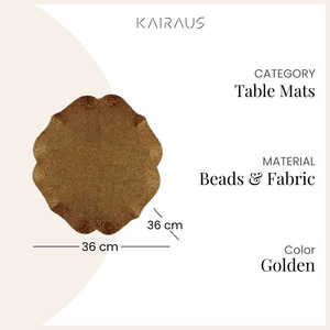 Mantel Individual Hecho a Mano con Cuentas Doradas y Tela, 36x36 cm, Diseño Sólido, para Uso Doméstico, Versátil y de Fácil Mantenimiento - Product Image 2