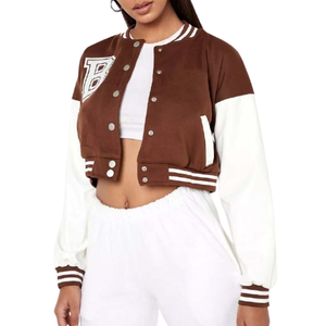 Veste de baseball d'hiver pour femmes de haute qualité, broderie d'équipe personnalisée, veste universitaire en cuir à manches longues, taille plus, veste universitaire en laine - Product Image 1