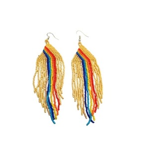 Handmade <b>Colorful</b> <b>Beaded</b> Tassel Charm Earrings Classic Rainbow Dangle for Women Trendy Ethnic Jewelry Party Daily Wear - Product Image 1