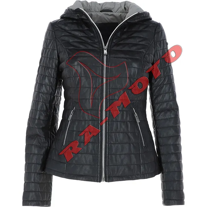 2023 Autumn And Winter Lightweight Hooded Women Leather Jacket Slim fit Fashion Women's Coat plus size jacket