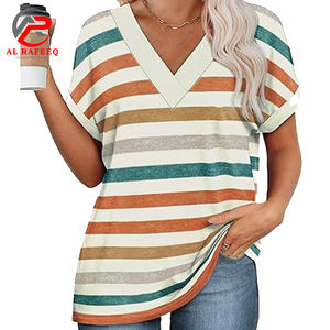 Camisetas ajustadas de manga corta para mujer 100% algodón con cuello en V, camisetas informales de Moda de Primavera, camisetas de moda de verano, ropa básica - Product Image 4