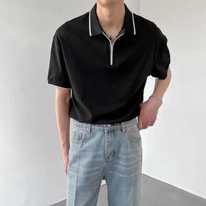 Summer New Ice Silk Chemise POLO à manches courtes en tissu piqué pour hommes Chemise respirante à revers - Product Image 2