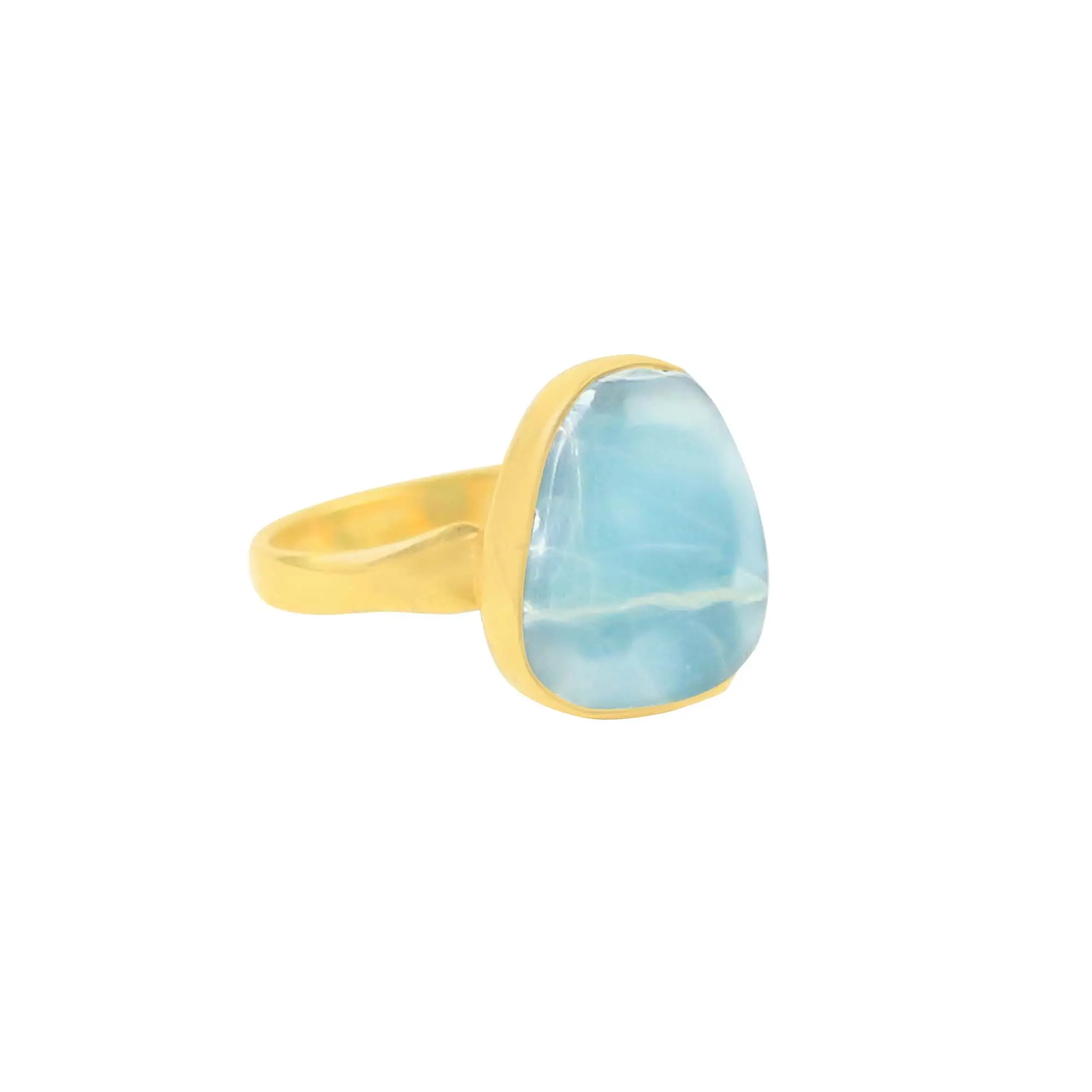 Larimar blu naturale all'ingrosso Mix Shape Charm placcato argento per anelli di gioielli di moda per ragazze