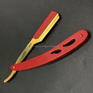 มีดโกนหนวดแบบตรงทรงตัดตรงสไตล์ตุรกี สีแดงทอง คุณภาพพรีเมียม สำหรับช่างตัดผม - Product Image 1