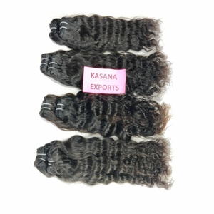 Ensemble des fabricants 100% Extensions de cheveux humains de couleur noire naturelle Tissage indien Aucun Traitement à cuticule alignée Vague naturelle - Product Image 1