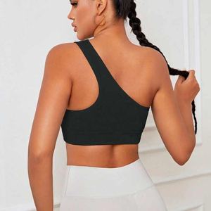 บราโยคะไร้รอยต่อระบายอากาศแรงกระแทกสูงสำหรับสตรีสปอร์ตบราเปิดไหล่ข้างเดียวชุดออกกำลังกายสำหรับผู้หญิงขายส่ง - Product Image 1